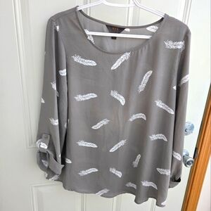 Mix Gray 3/4 Sleeve Flowy Blouse